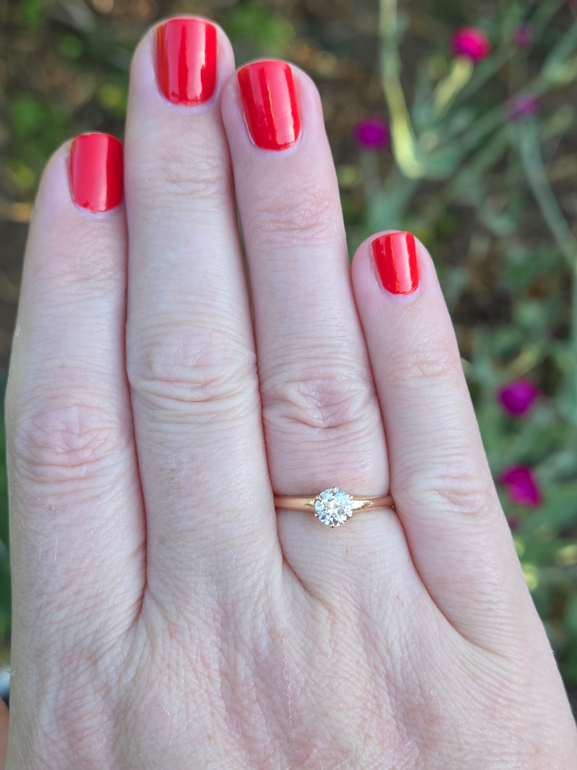 Antique Old European Cut Diamond Solitaire Ring in 14k Yellow Gold