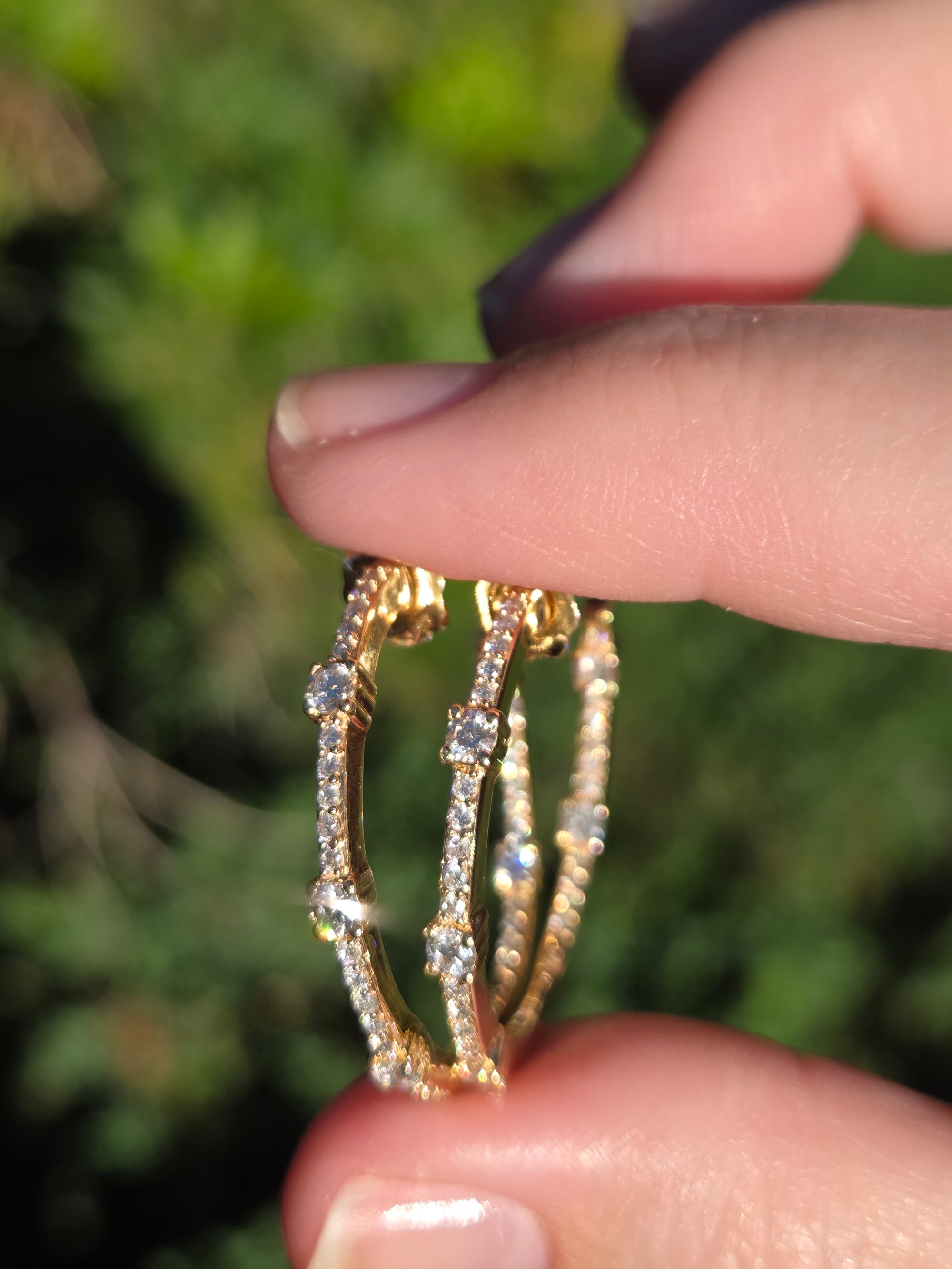 Classic Diamond Inside Out Round Hoop Earrings in 14k Yellow Gold
