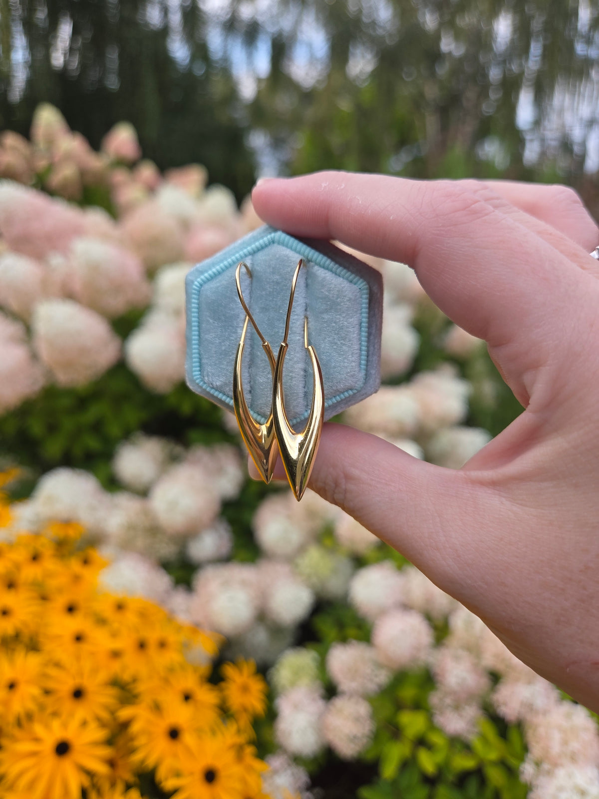 Modernist Long Geometric Twist Earrings in 18k Yellow Gold