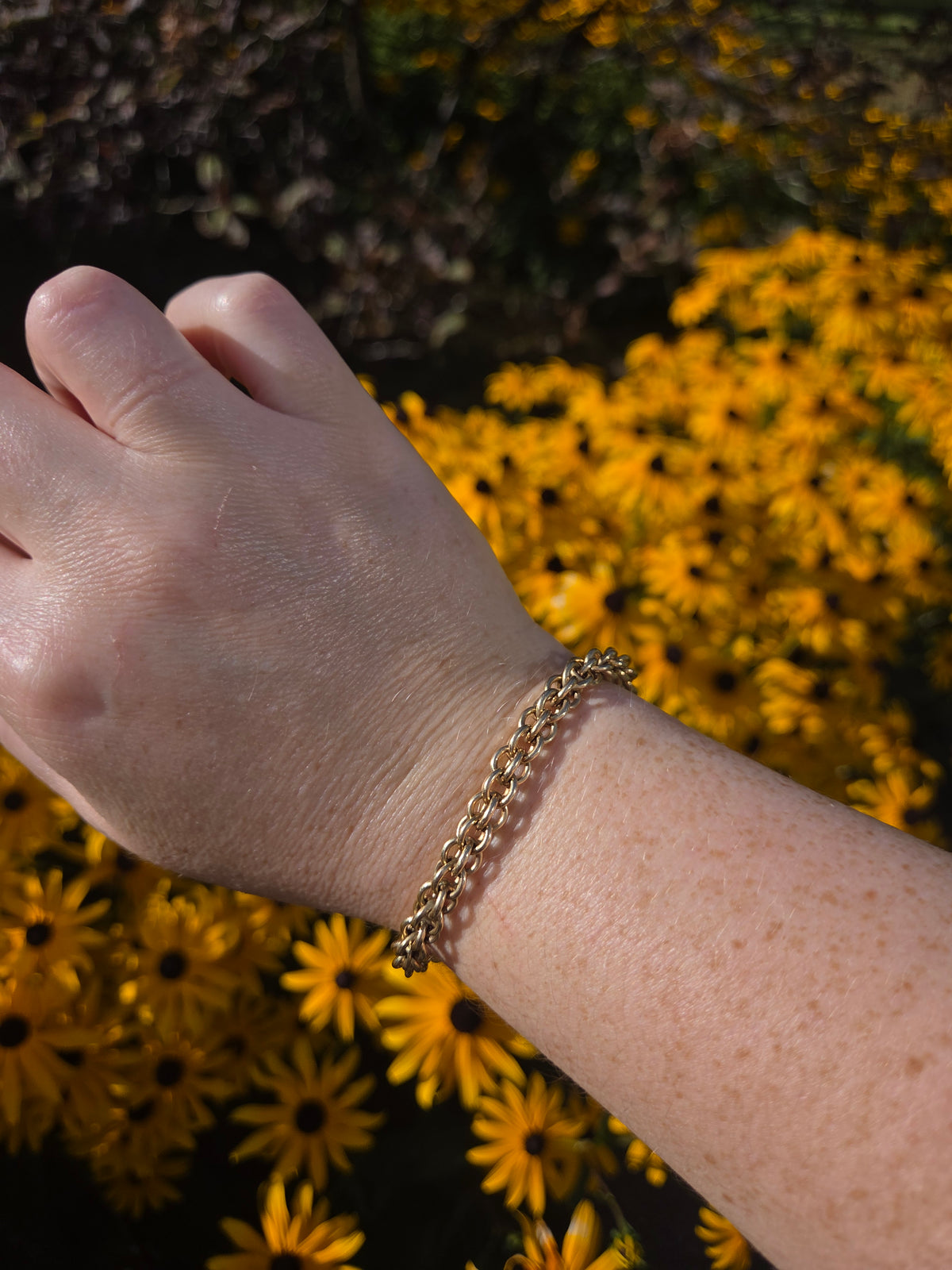 Vintage Double Rolo Chain Bracelet in 14k Yellow Gold 
