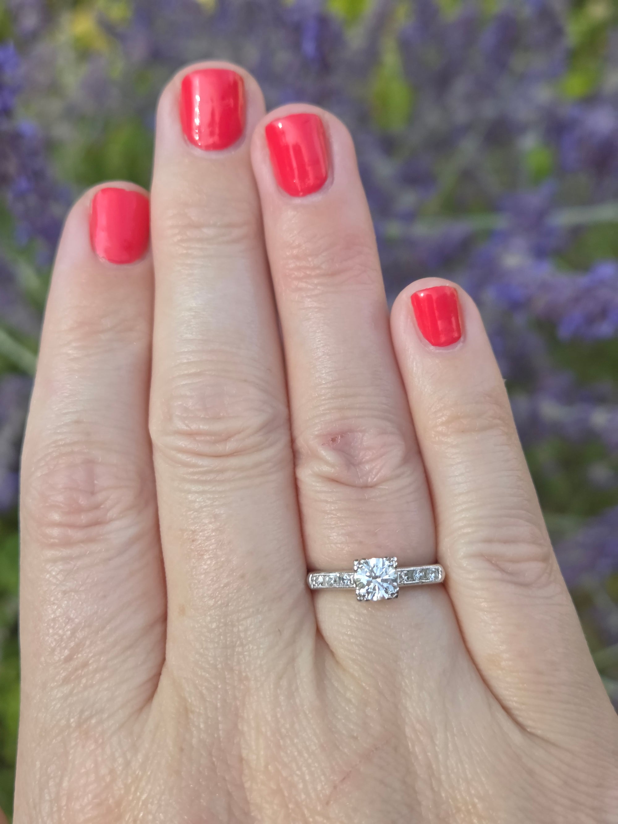 Sparkling Vintage Mid-Century Diamond Engagement Ring in Platinum