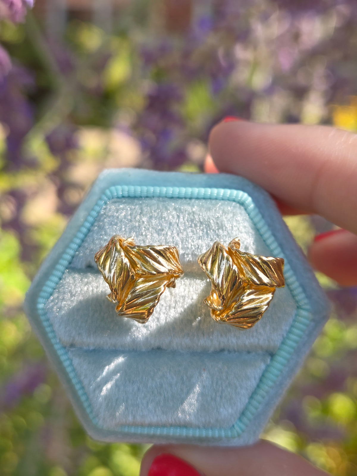 Textured Large Love Knot Earrings in 14k Yellow Gold