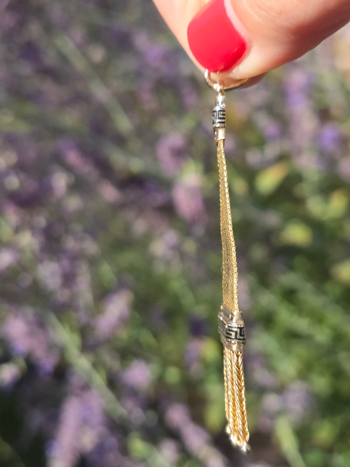 Antique Victorian Black Enamel Fringe Tassel Pendant in 14k Yellow Gold