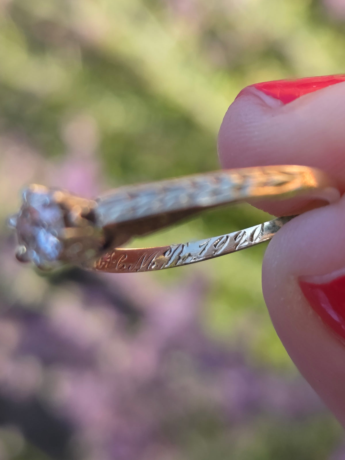 Art Deco Old European Cut Diamond Solitaire in 14k White and Yellow Gold