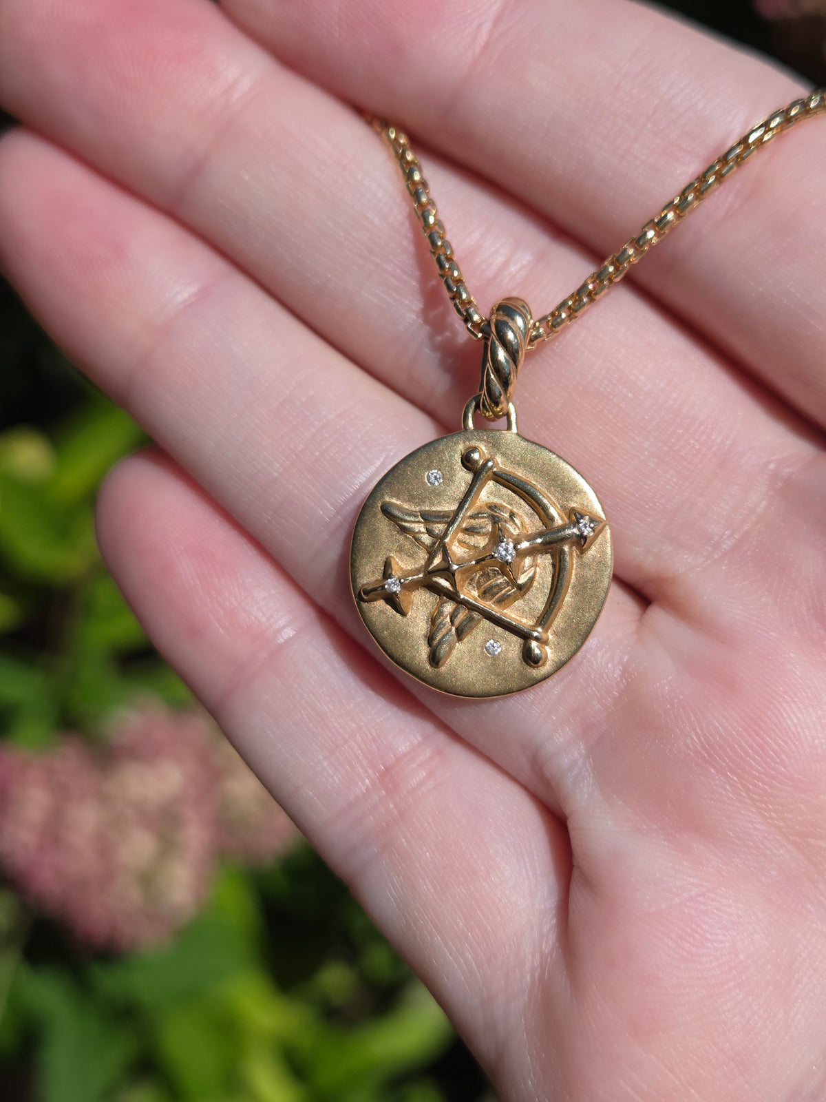 David Yurman Saggitarius Amulet Pendant 16" 1.75mm Chain 18k Yellow Gold Necklace