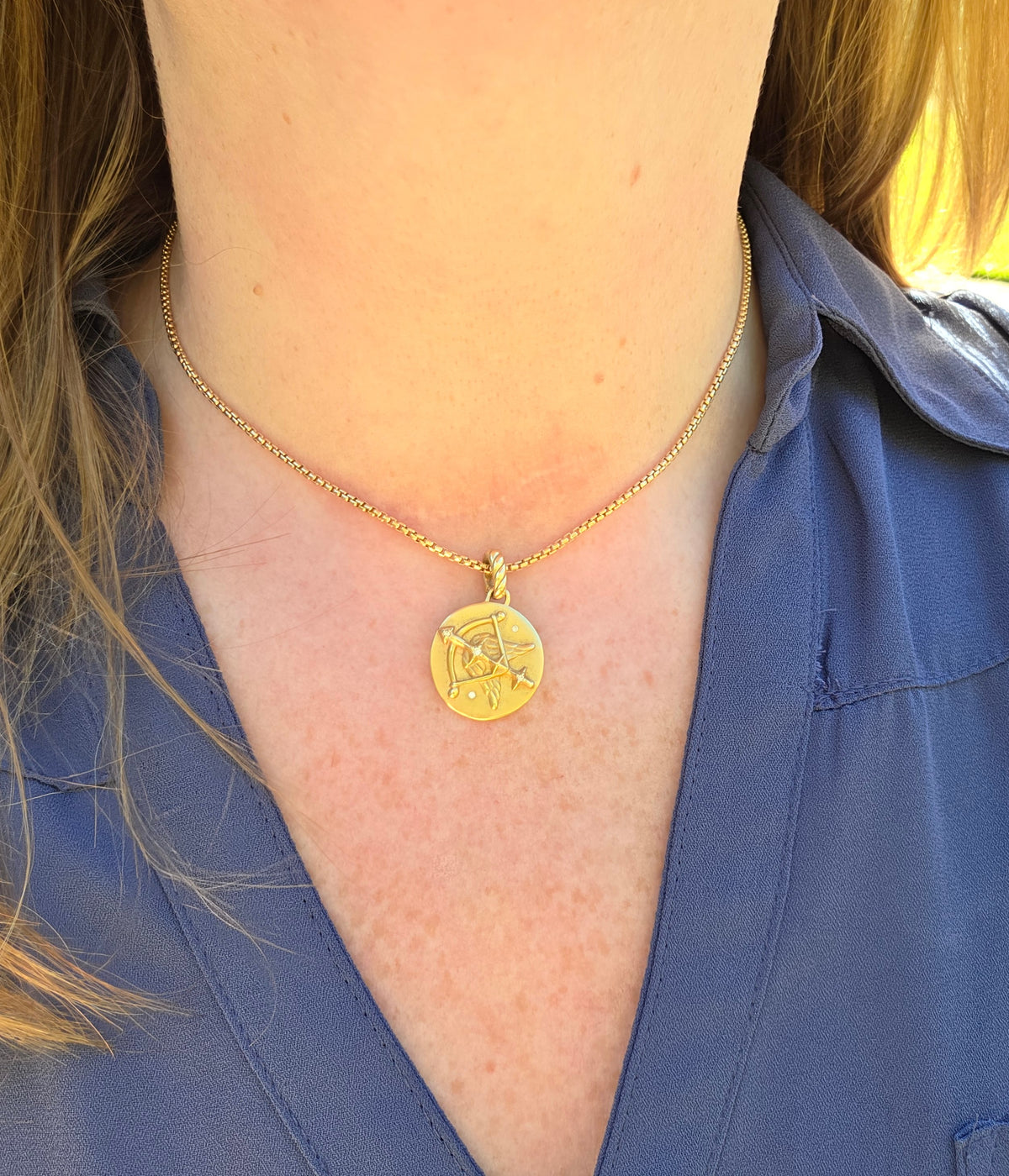 David Yurman Saggitarius Amulet Pendant 16" 1.75mm Chain 18k Yellow Gold Necklace
