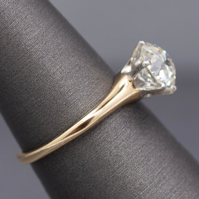 Antique GIA Certified 1.74ct Old European Cut Diamond Solitaire in 14k and Platinum