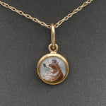 Victorian Miniature Collie Essex Crystal Pendant in 14k Yellow Gold