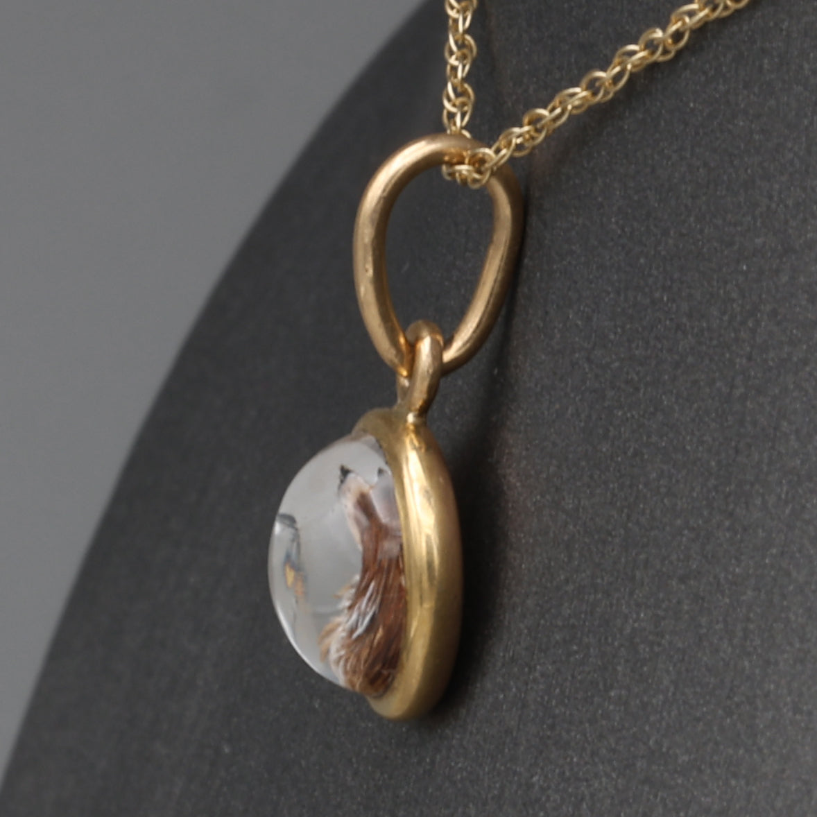 Victorian Miniature Collie Essex Crystal Pendant in 14k Yellow Gold