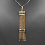 Antique Victorian Black Enamel Fringe Tassel Pendant in 14k Yellow Gold