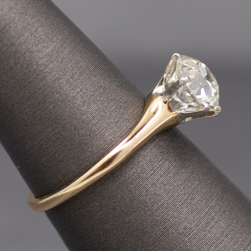Antique GIA Certified 1.74ct Old European Cut Diamond Solitaire in 14k and Platinum