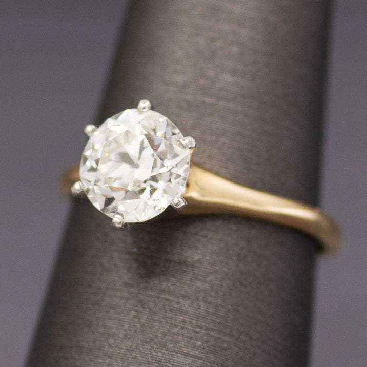 Antique GIA Certified 1.74ct Old European Cut Diamond Solitaire in 14k and Platinum
