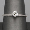 Art Deco Old Mine Cut Solitaire Ring with Engraved Shoulders in 14k White Gold