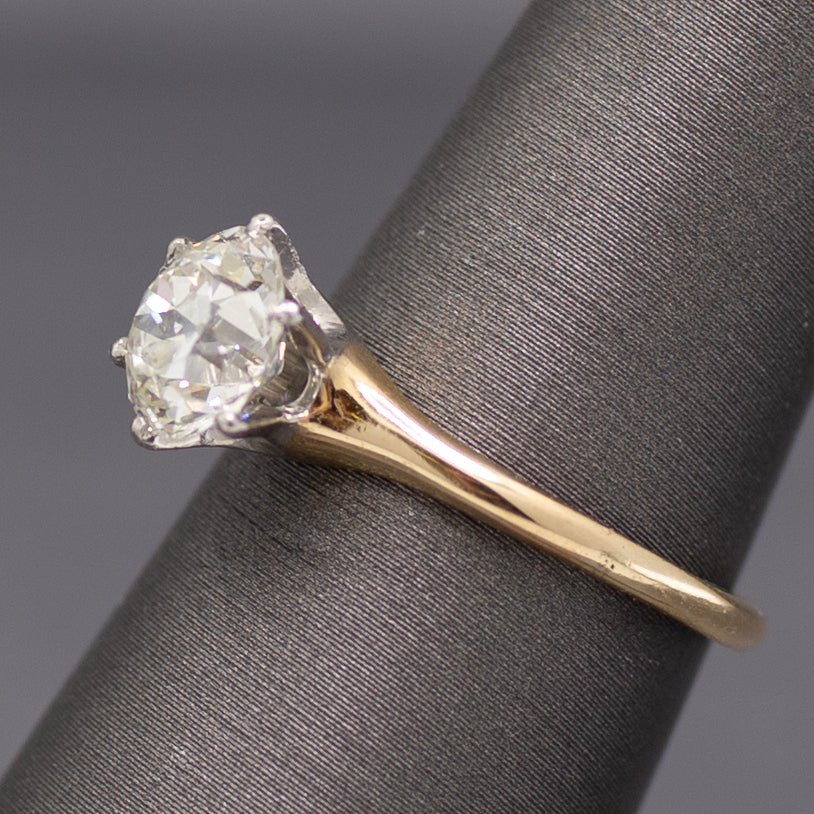 Antique GIA Certified 1.74ct Old European Cut Diamond Solitaire in 14k and Platinum