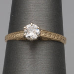 Art Deco Old European Cut Diamond Solitaire in 14k White and Yellow Gold