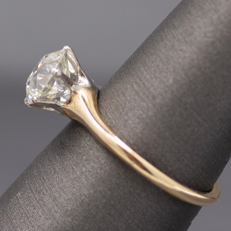 Antique GIA Certified 1.74ct Old European Cut Diamond Solitaire in 14k and Platinum