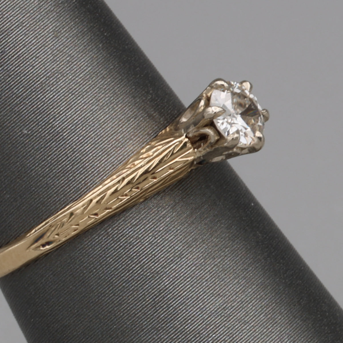 Art Deco Old European Cut Diamond Solitaire in 14k White and Yellow Gold