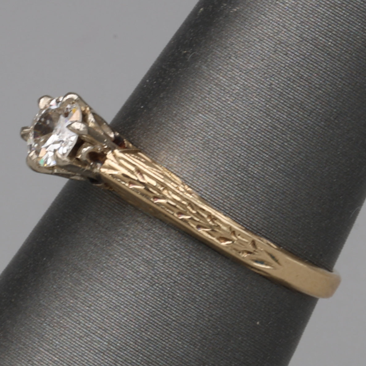 Art Deco Old European Cut Diamond Solitaire in 14k White and Yellow Gold