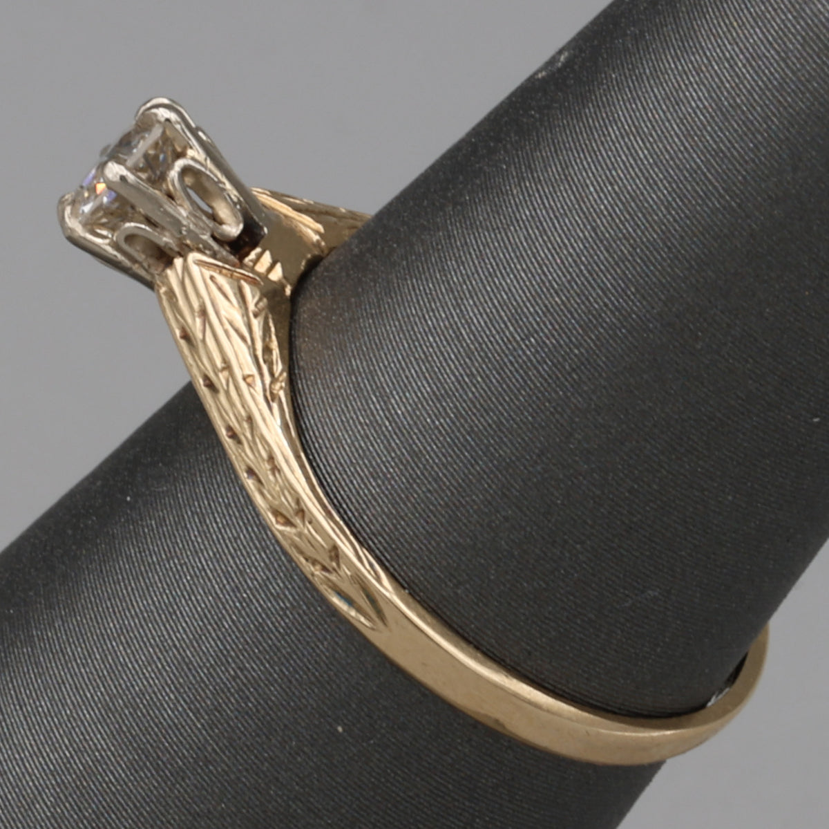 Art Deco Old European Cut Diamond Solitaire in 14k White and Yellow Gold