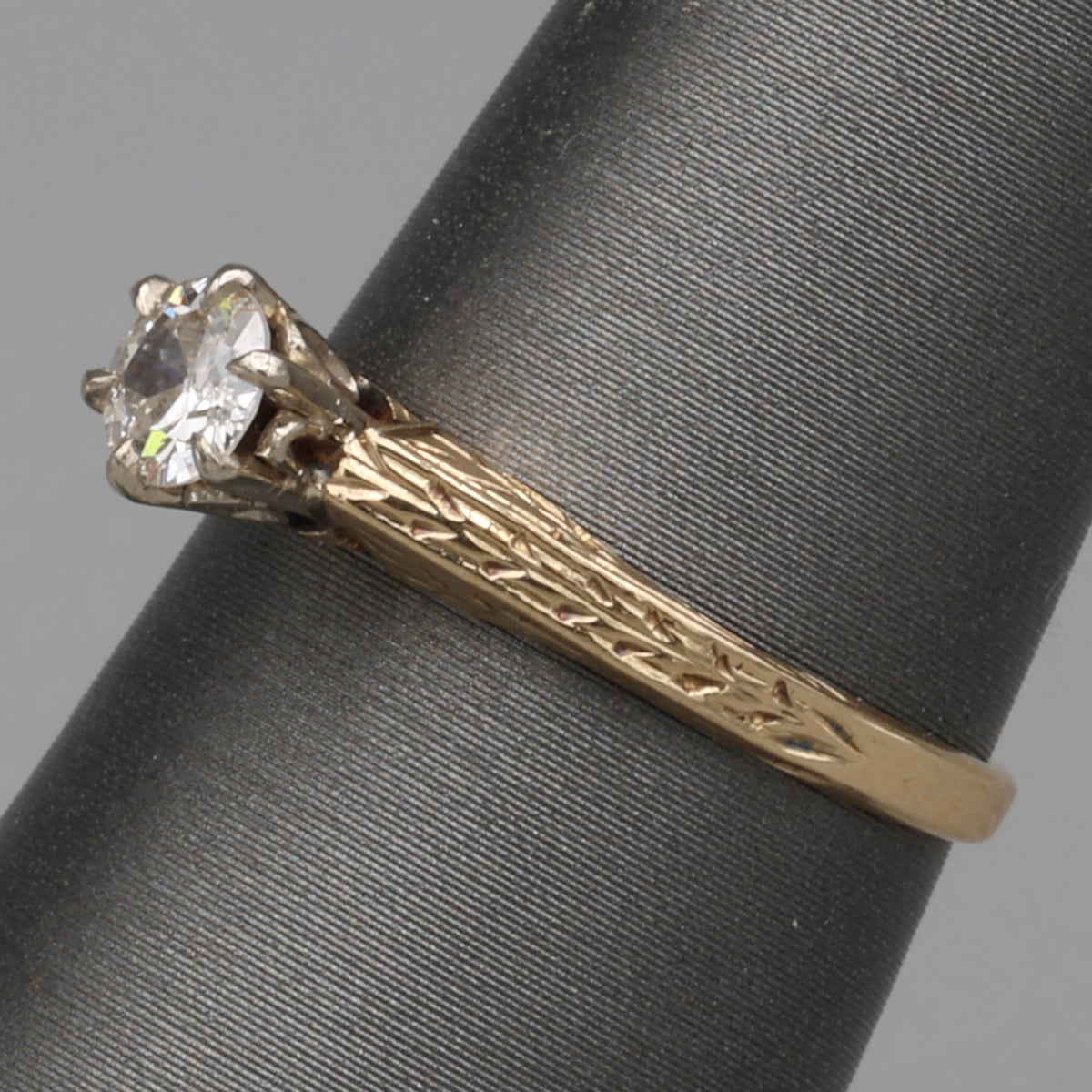 Art Deco Old European Cut Diamond Solitaire in 14k White and Yellow Gold