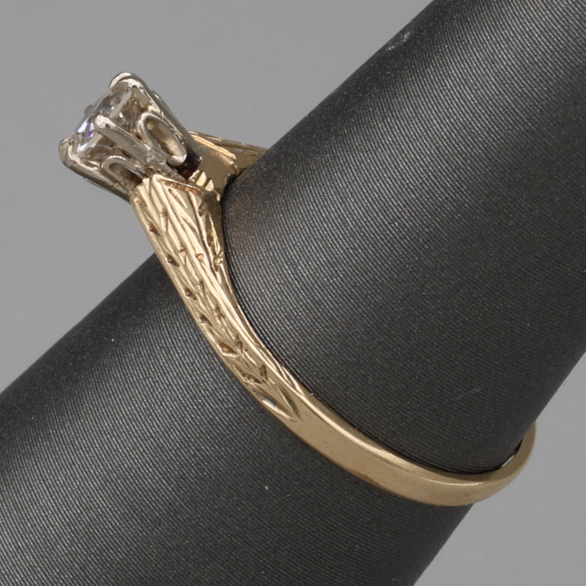 Art Deco Old European Cut Diamond Solitaire in 14k White and Yellow Gold