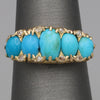 Victorian Turquoise & Rose Cut Diamond Five Stone Band Ring in 18k Yellow Gold