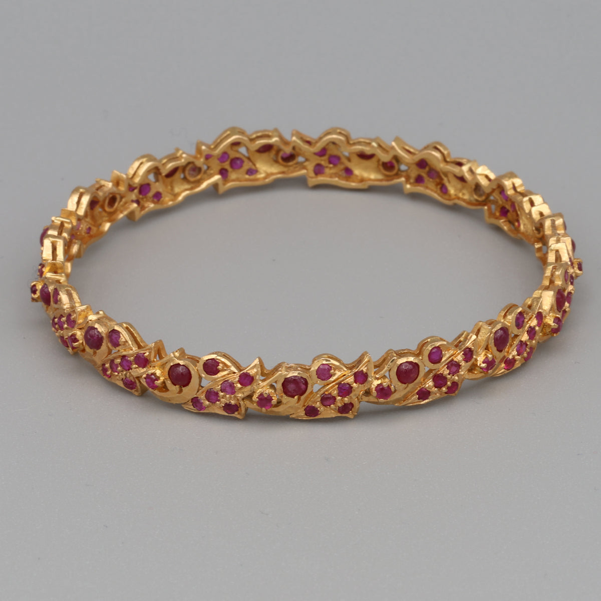 High Karat Gold Natural Ruby Round Bangle Bracelet