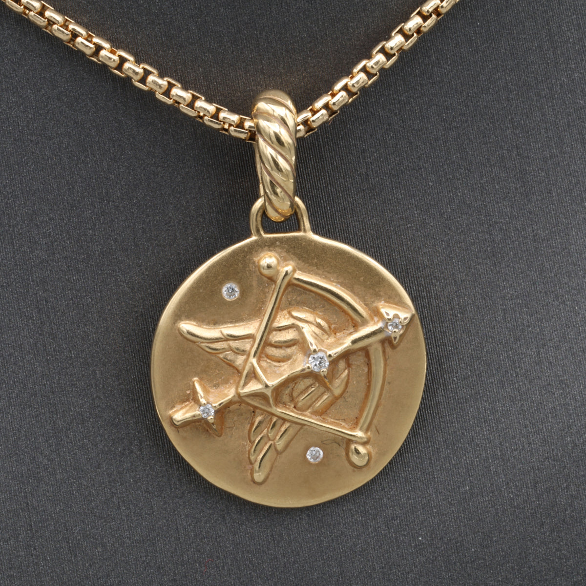 David Yurman Saggitarius Amulet Pendant 16" 1.75mm Chain 18k Yellow Gold Necklace