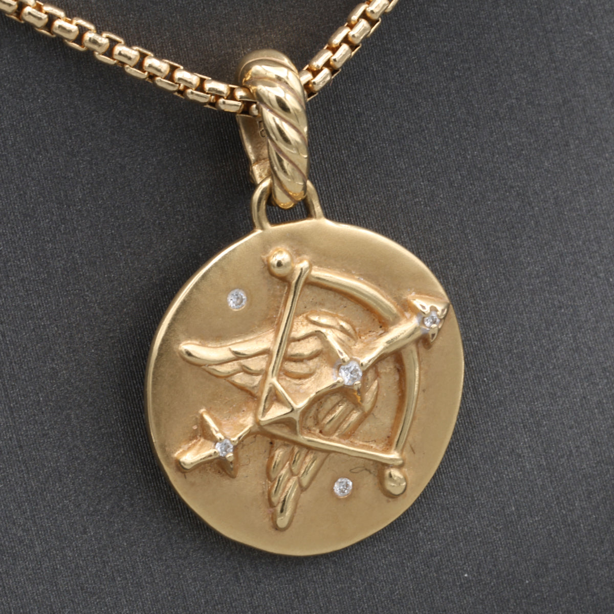 David Yurman Saggitarius Amulet Pendant 16" 1.75mm Chain 18k Yellow Gold Necklace