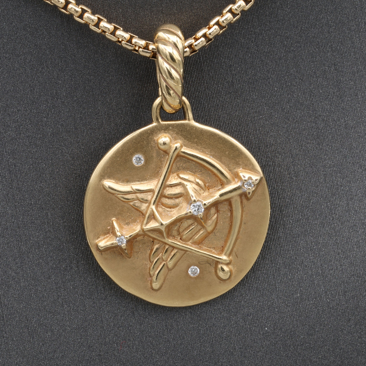 David Yurman Saggitarius Amulet Pendant 16" 1.75mm Chain 18k Yellow Gold Necklace