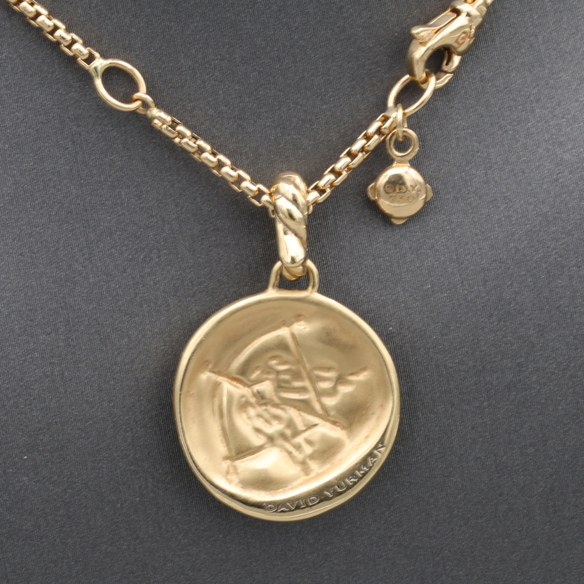 David Yurman Saggitarius Amulet Pendant 16" 1.75mm Chain 18k Yellow Gold Necklace