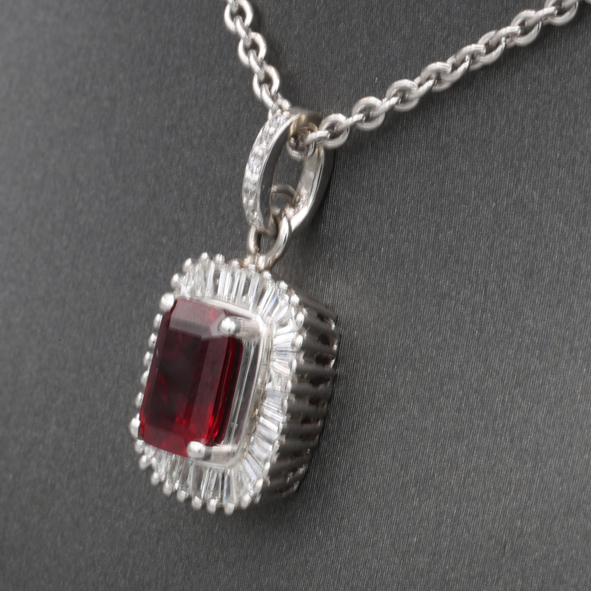 GIA Certified 1.94ct Burmese Ruby & Diamond Ballerina Pendant Necklace in 14k White Gold