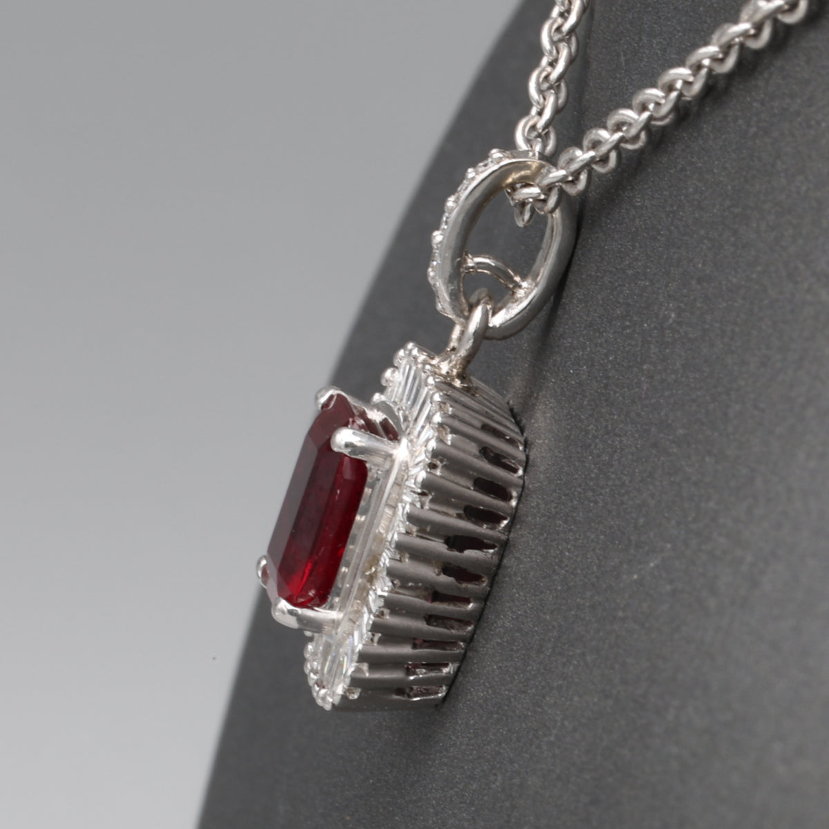 GIA Certified 1.94ct Burmese Ruby & Diamond Ballerina Pendant Necklace in 14k White Gold