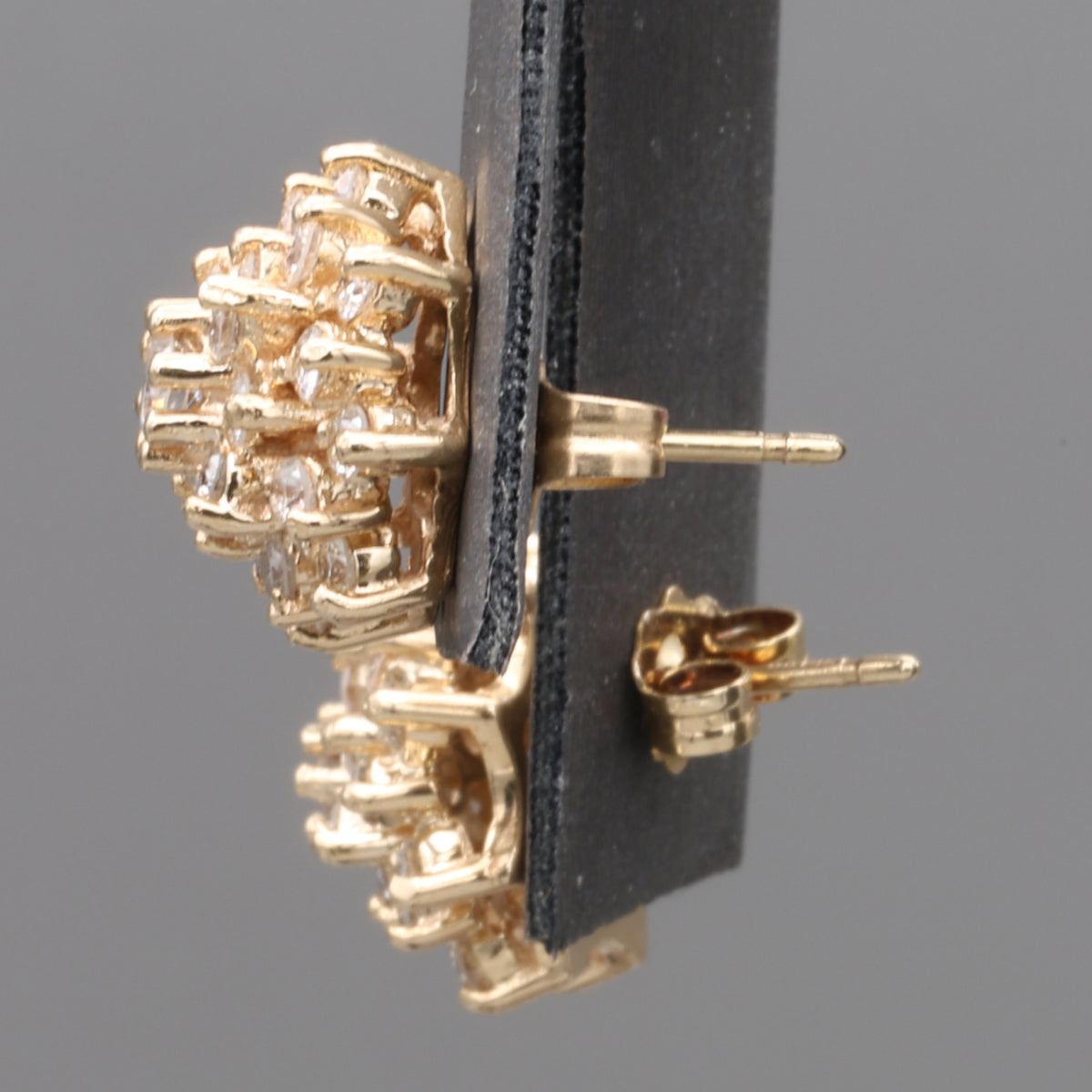 Sparkling Diamond Cluster Stud Earrings in 14k Yellow Gold