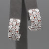 Vintage Red and White Diamond Half Hoop Earrings in 14k White Gold