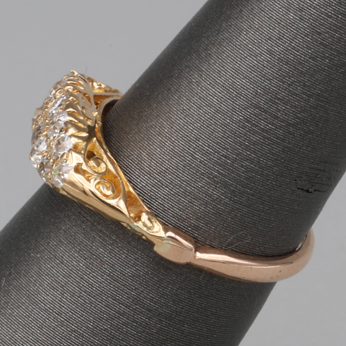 Victorian Old Mine Cut Diamond Double Row Band Ring in 14k Yellow Gold