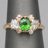 Victorian GIA Certified Russian Demantoid Garnet & Diamond Ring 14k Yellow Gold