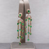 Vintage Emerald and Rose Cut Diamond Dangle Earrings in 14k and Sterling Silver