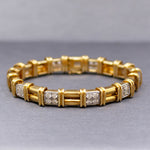 Heavy Solid 18k Yellow Gold and Platinum Diamond Link Bracelet