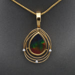 Vintage Ammonite and Diamond Bezel Set Pendant Enhancer in 18k Yellow Gold