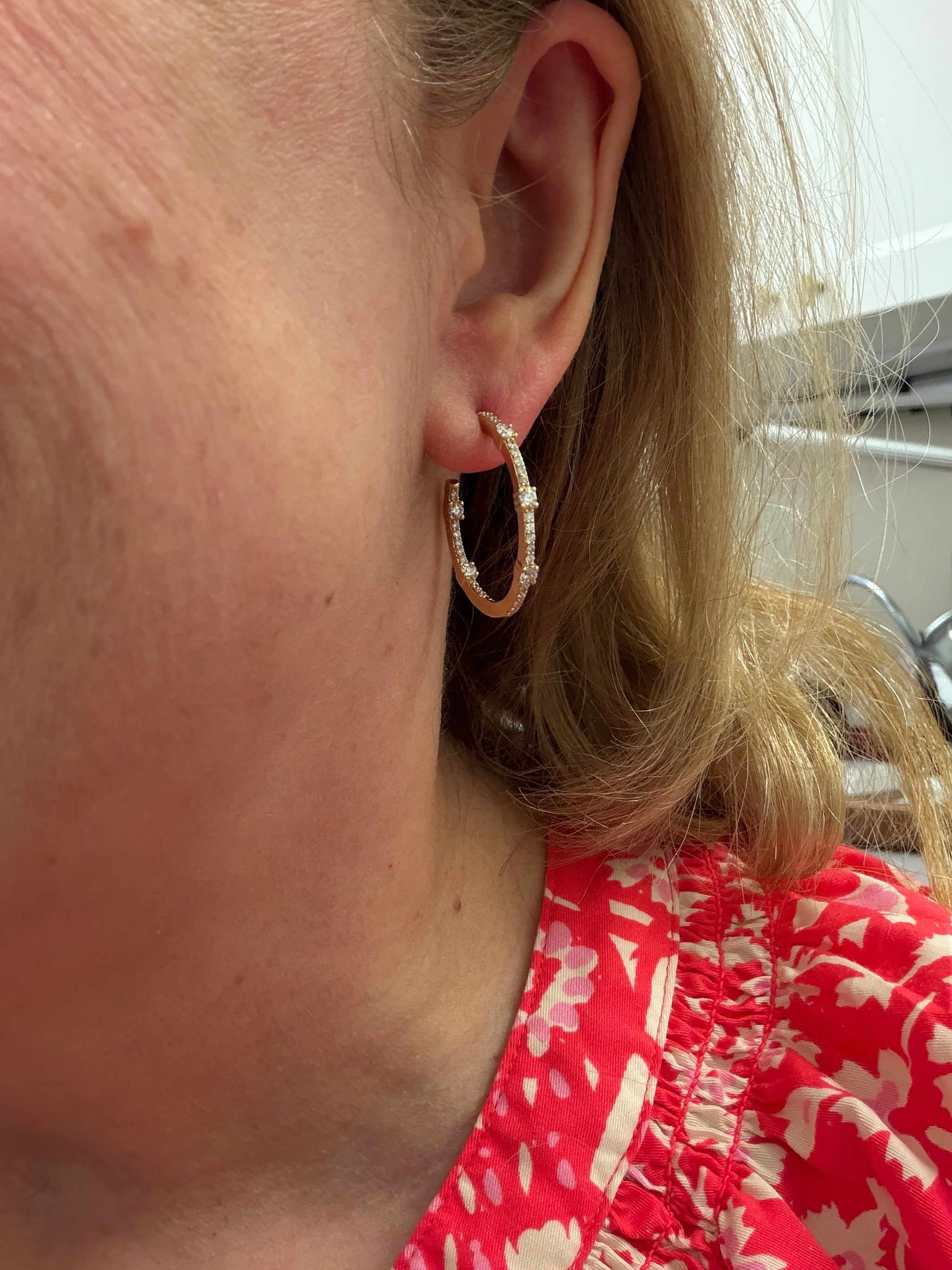 Classic Diamond Inside Out Round Hoop Earrings in 14k Yellow Gold