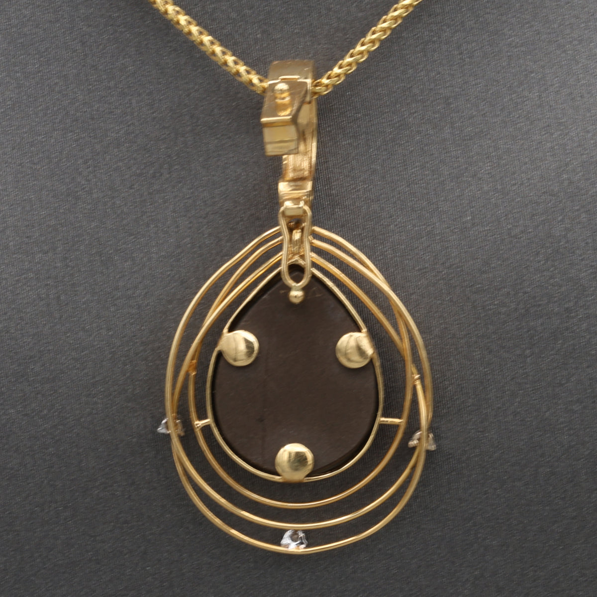 Vintage Ammonite and Diamond Bezel Set Pendant Enhancer in 18k Yellow Gold