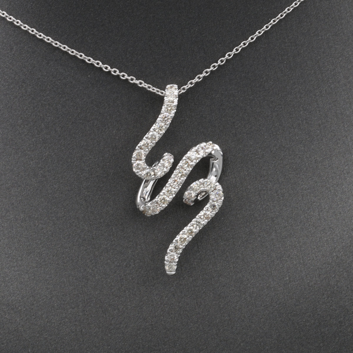 Sparkling Diamond Twist Swirl Pendant Necklace in 14k White Gold