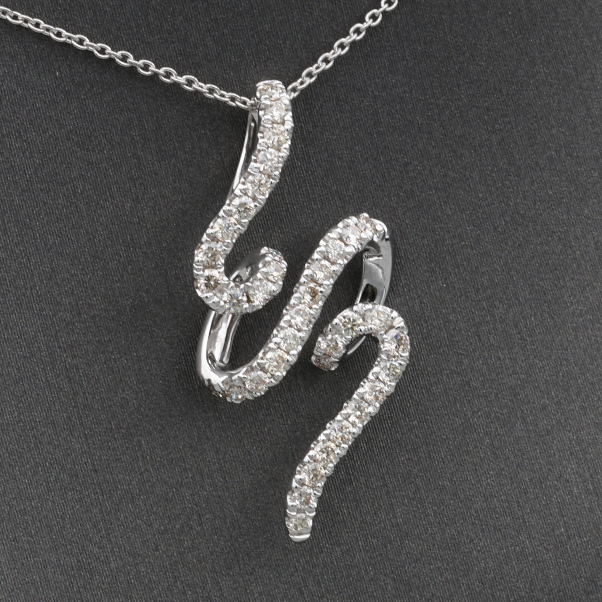 Sparkling Diamond Twist Swirl Pendant Necklace in 14k White Gold