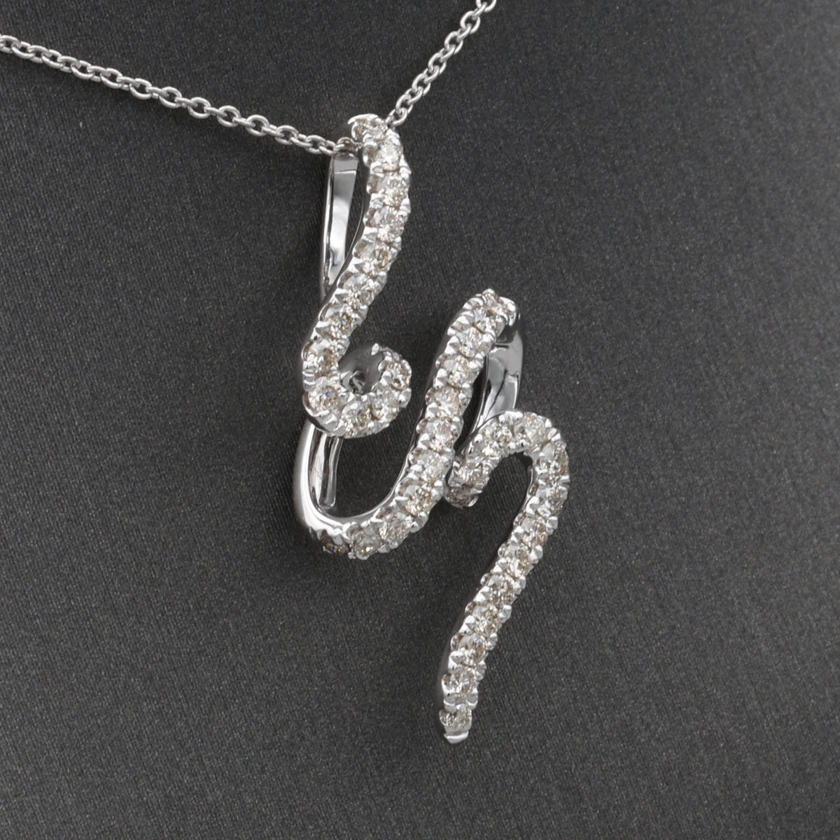 Sparkling Diamond Twist Swirl Pendant Necklace in 14k White Gold
