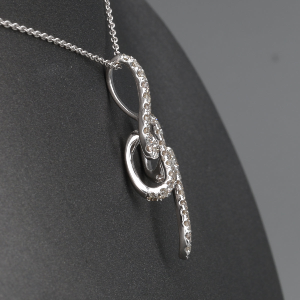 Sparkling Diamond Twist Swirl Pendant Necklace in 14k White Gold