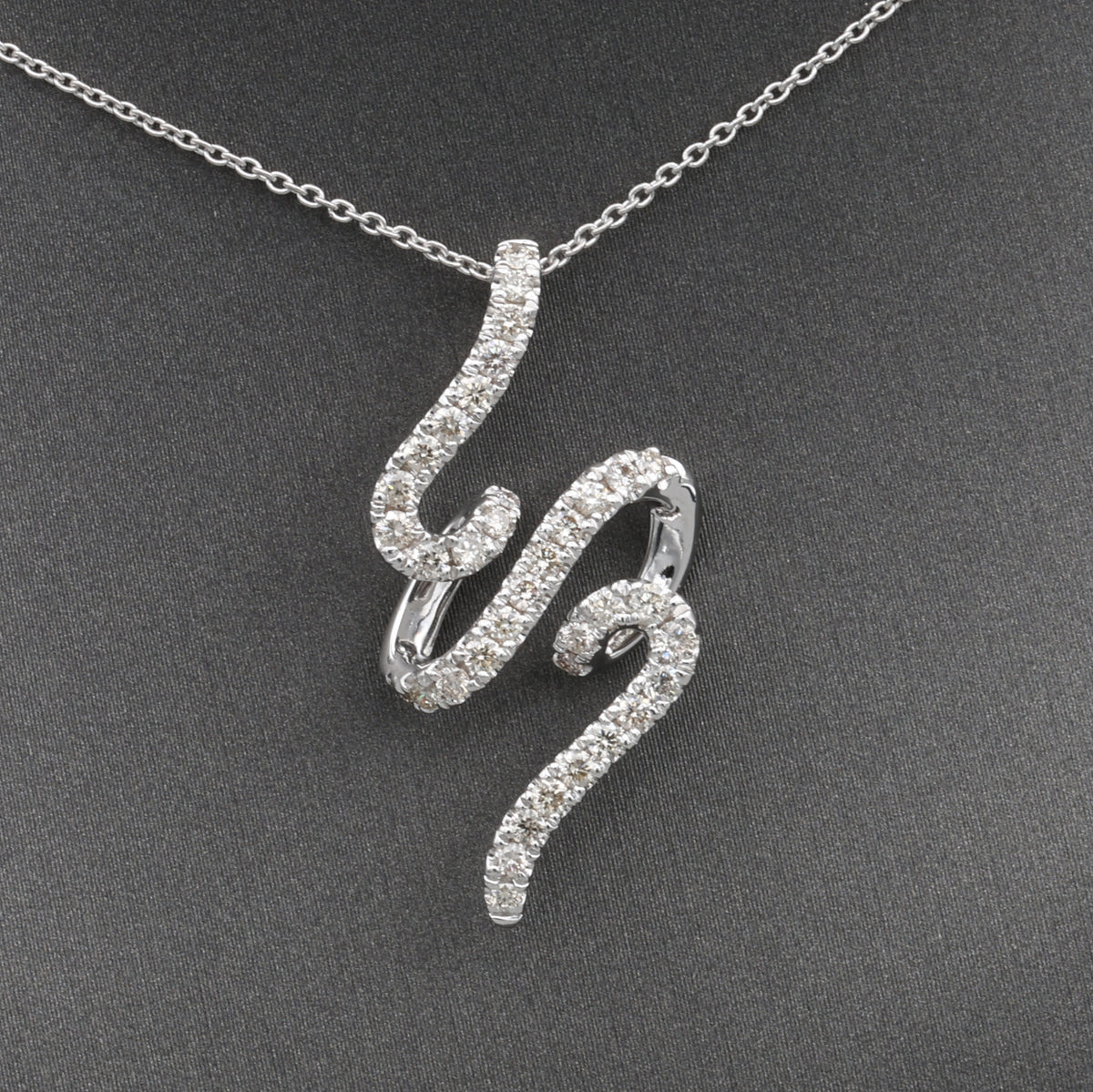Sparkling Diamond Twist Swirl Pendant Necklace in 14k White Gold