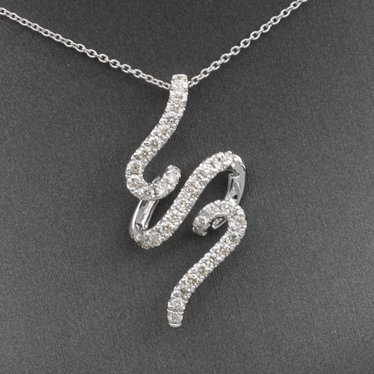 Sparkling Diamond Twist Swirl Pendant Necklace in 14k White Gold