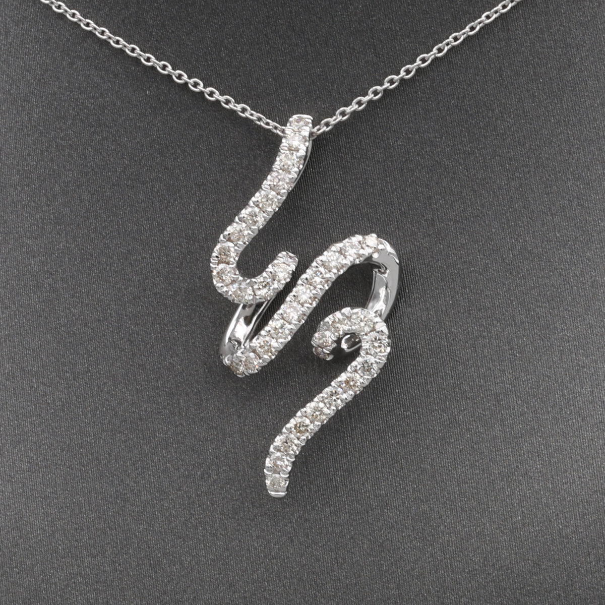 Sparkling Diamond Twist Swirl Pendant Necklace in 14k White Gold