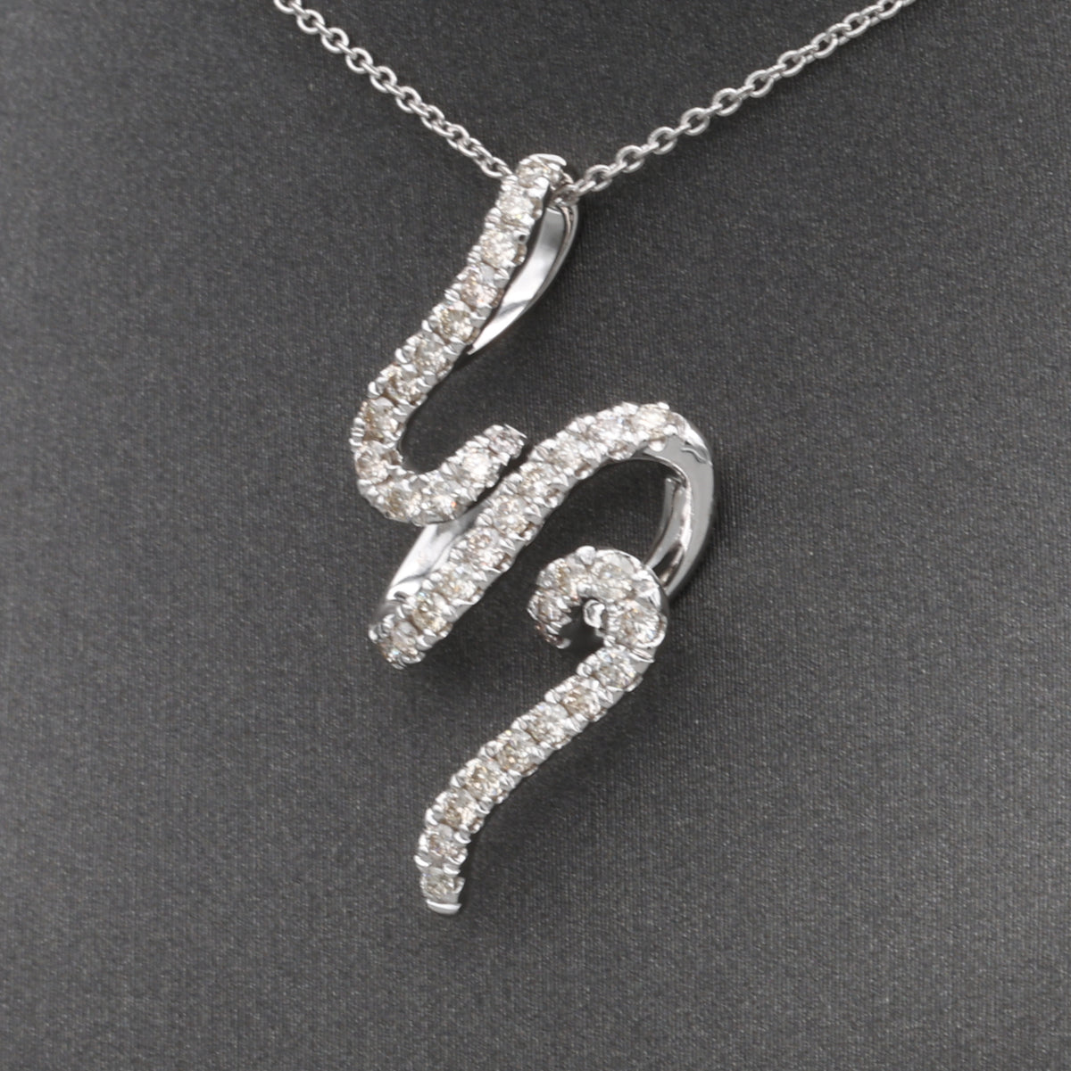 Sparkling Diamond Twist Swirl Pendant Necklace in 14k White Gold